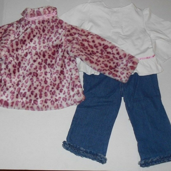 3 Pc Faux Fur Leopard Print Coat/Jacket Top Pants - Picture 2 of 8